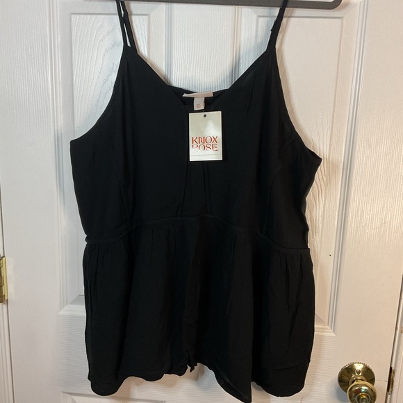 NWT Women's Flowy Tank Top - Knox Rose Blue Floral XXL Black - Picture 3 of 5